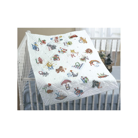 Alphabet Dreams - Stamped Cross Stitch  Baby Quilt