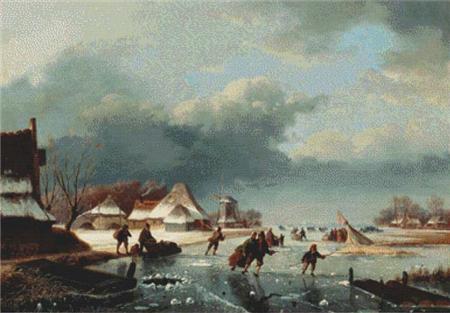 Figures Skating on a Frozen River