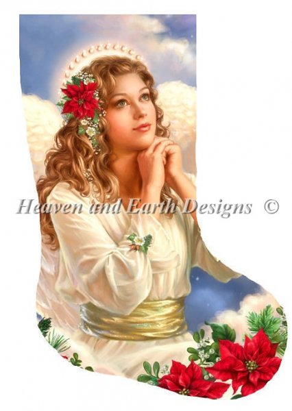 Stocking Christmas Grace Angel with Flowers