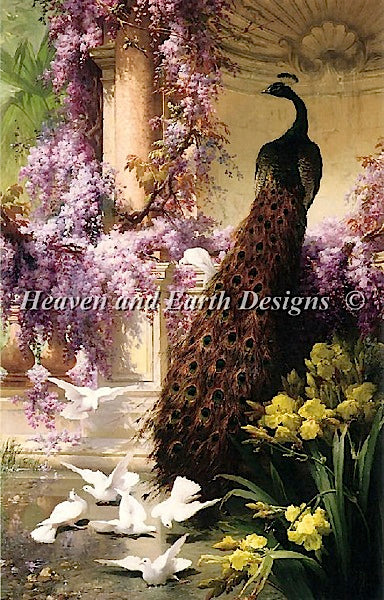 Peacock and Doves in a Garden, A