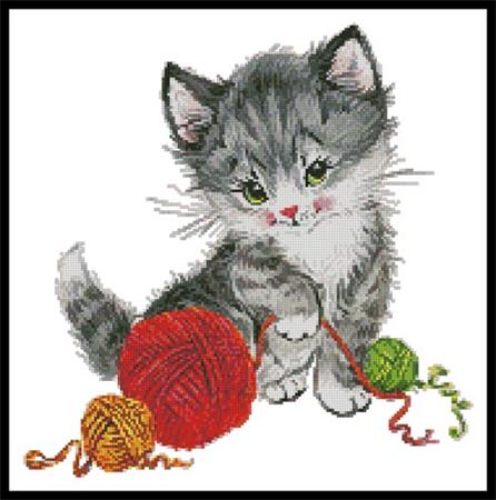 Kitten Playing With Wool  (Lena Faenkova)