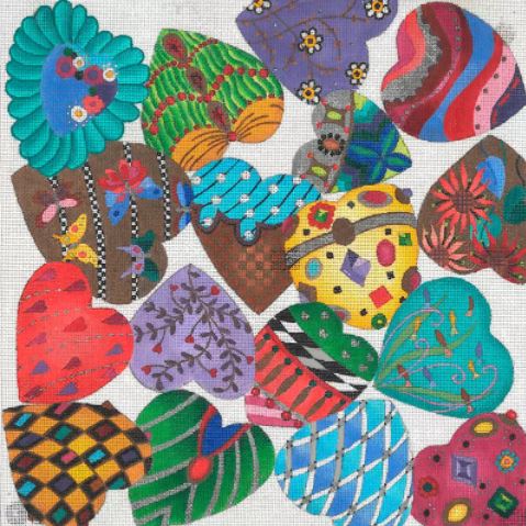 Jeweled Puffed Hearts