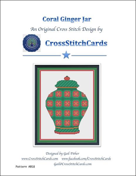 Coral and Emerald Floral Ginger Jar