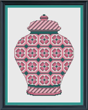 Dusty Rose Floral Ginger Jar