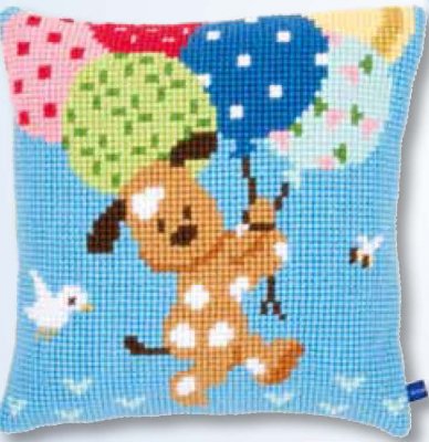 Dog with Balloons Cushion