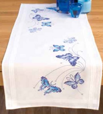 Blue  Butterflies Table Runner