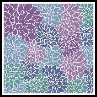 Purple Blue Turquoise Flowers Cushion  (Karen Arnold)