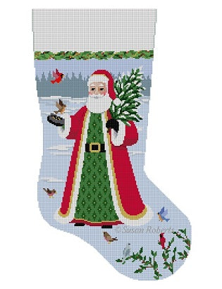 Bird Feeding Santa Stocking