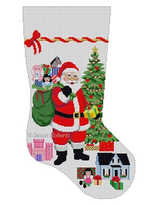 Santa Gifting Girl Toys Stocking
