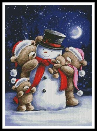 Snowman and Teddies  (Ron Manning)