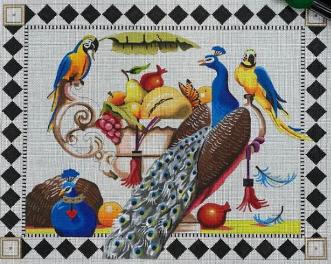 Peacocks/Parrots/Urn w/Fruit