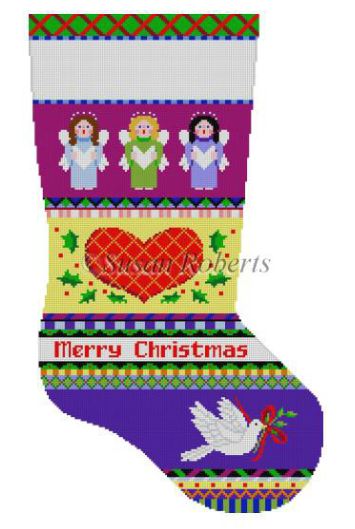 Bold Stripe Angel/Heart/Dove Stocking