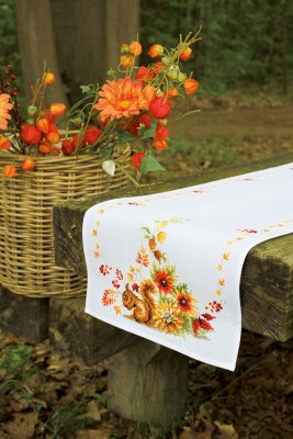 Squirrel In Autumn Table Runner