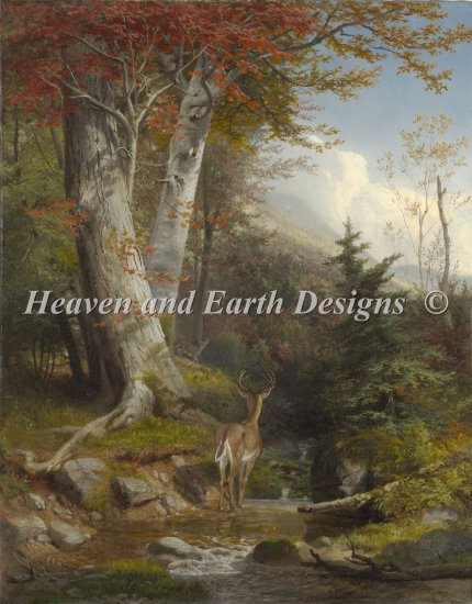 Mountain Stream and Deer