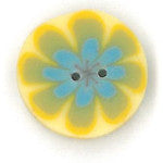 Blue Poppy on Yellow Button