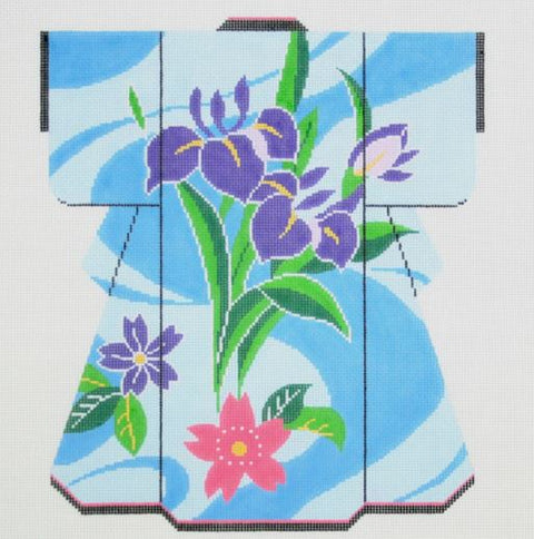 Swirly Blue w/Flowers Kimono