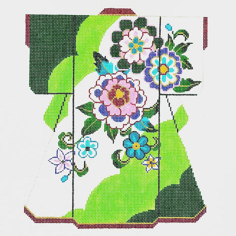 Floral on Green Kimono
