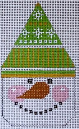 Snowman Face - Peach/Green/Snowflakes Hat