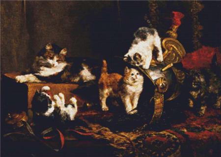 Playful Kittens  (Charles van den Eycken)