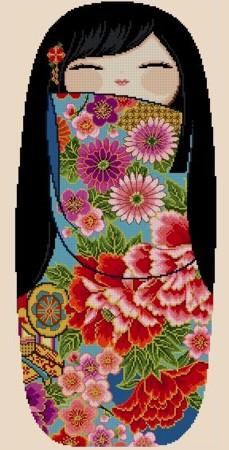 Happy Kokeshi Dolls Natsuko - Large design