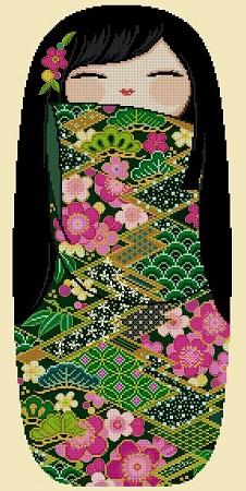 Happy Kokeshi Doll Midori - Large