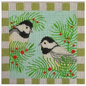 Chickadees and Evergreen 