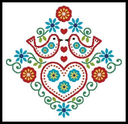 Folk Art Love Birds