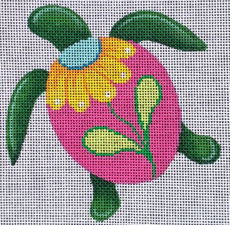 Turtle w/Yellow Flower on Pink