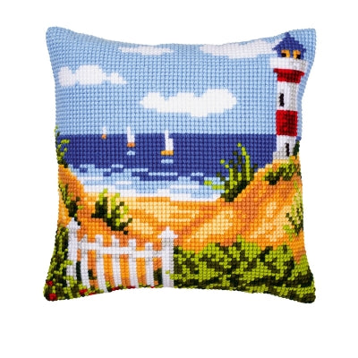 Lighthouse and Sailboats Cushion