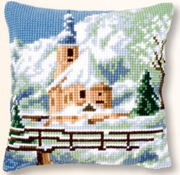 Church In The Snow Cushion