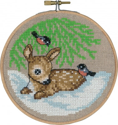 Deer In Snow With Hoop