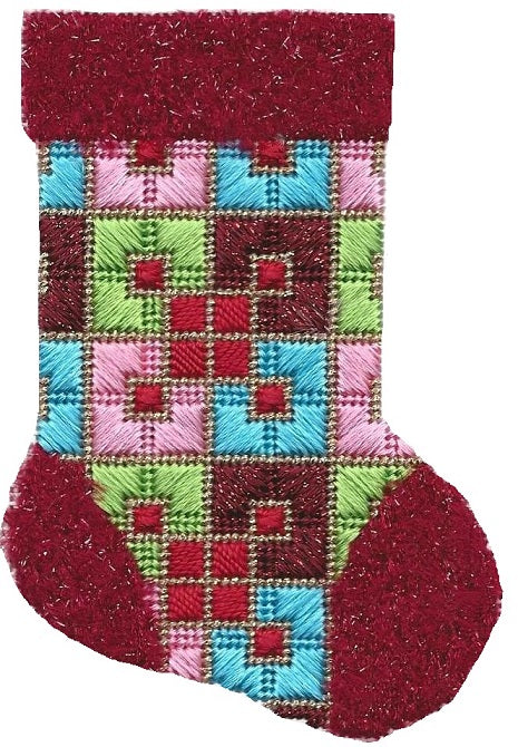 Mini Sock - Burgundy/Peach/Turquoise