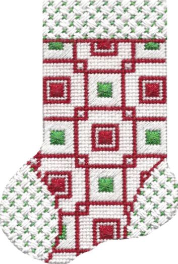 Mini Sock - Red/Green Squares