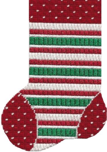 Mini Sock - Red/White/Green Stripes