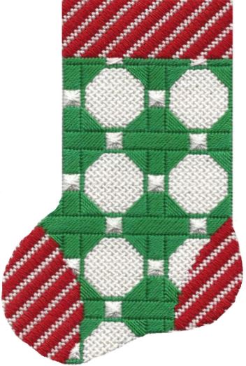 Mini Sock - Green/White Octogon