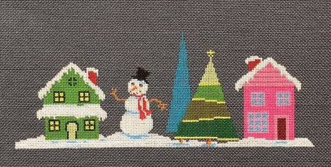 Pink House w/Snowman