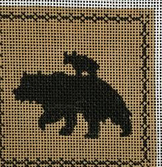 Grizzly and Cub (black on tan)