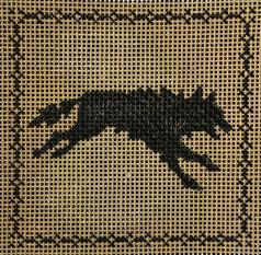Leaping Wolf (black on tan)