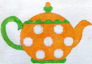 Teapot - Orange/White Dots  