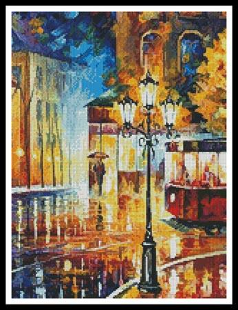 Night Trolley (Cropped)  (Leonid Afremov)