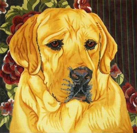Yellow Lab/Floral Background