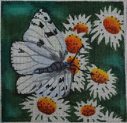 White Butterfly w/Flowers