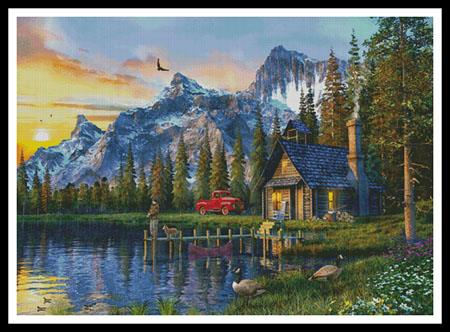 Sunset Log Cabin (Large)  (Dominic Davison)
