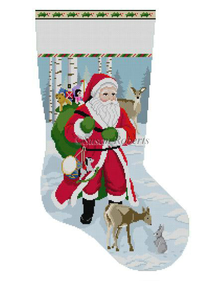 Santa w/Deer Stocking