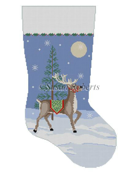 Moonlit Reindeer Stocking