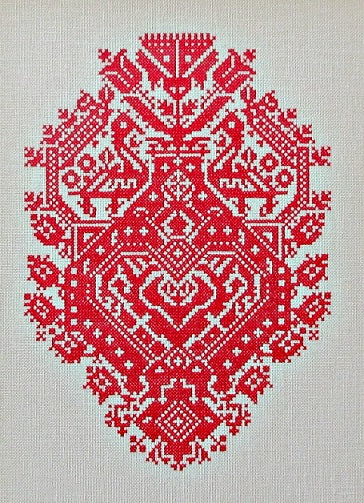Red Peacock Folk Heart