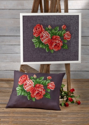 Red Roses - Linen (top)