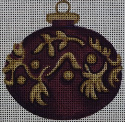 Purple/Gold Ornament w/Swirl