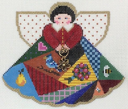 Crazy Quilt Angel w/Charm