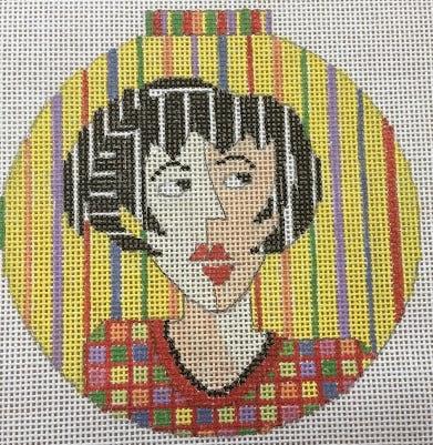 Round Ornament w/Girl - 549